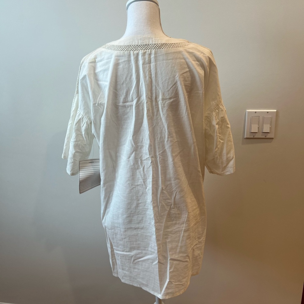 White Textured Cotton Tunic Top